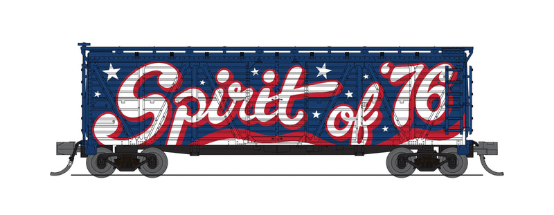 BLI 8472 40' Wood Stock Car, Independence Day Theme, Patriotic Music, N