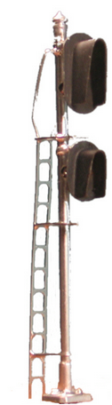 Tomar Industries 8671 Vertical Signal w/Snow Hood -- 2 Head; 3-Light over 2-Light, HO Scale