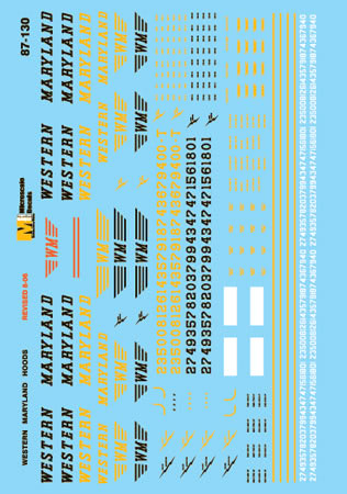 Microscale Industries 87-130 Western Maryland - WM -- Hood Diesels (Black & Circus Schemes) 1963-1973, HO Scale