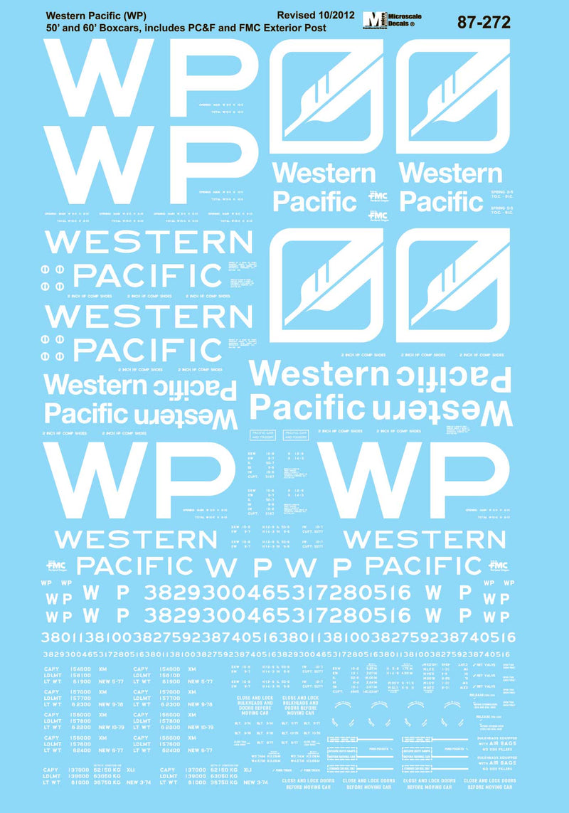 Microscale Industries 60-4349 Western Pacific - WP -- 50' Box Car w/Metric Data, N Scale