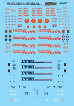 Microscale Industries 60-657 Railroad Decal Set - Itel/SP -- 48' Reefer (Itel) 1990/48' Container (SP) 1990, N Scale