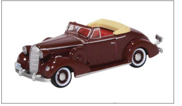 Oxford Diecast 553-87BS36003 1936 Buick Special Convertible - Assembled -- Cardinal Maroon, HO