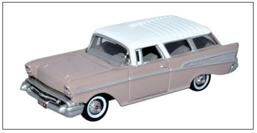 Oxford Diecast 553-87CN57001 1957 Chevrolet Nomad 2 Door Station Wagon - Assembled -- Dusk Pearl, Imperial Ivory, HO