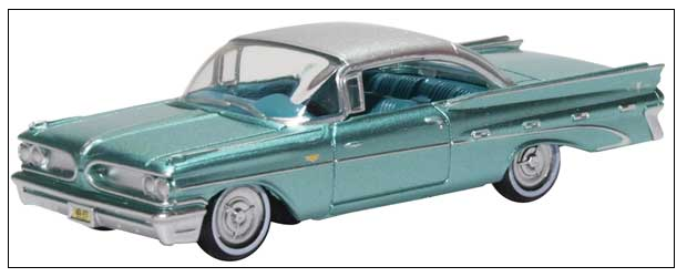 Oxford Diecast 553-87PB59003 1959 Pontiac Bonneville - Assembled -- Seaspray Green, HO