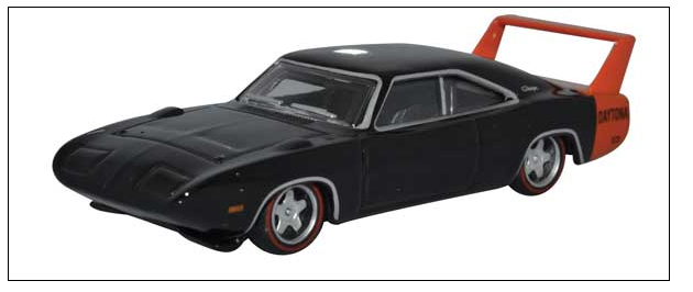 Oxford Diecast 553-87DD69001 1969 Dodge Charger Daytona - Assembled -- Black, Red, HO