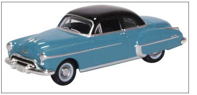 Oxford Diecast 553-87OR50002 1950 Oldsmobile Rocket 88 - Assembled -- Crest Blue, Black, HO