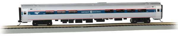 Bachmann 13124 Amfleet 85' Cafe Diner - Ready to Run - Silver Series(R) -- Amtrak 43344 (Phase IV, Northeast Regional, silver, blue, red), HO Scale