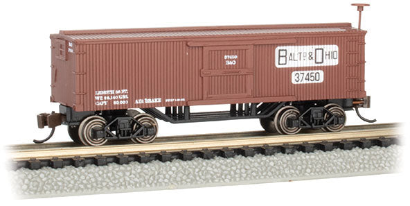 Bachmann 15656 Old-Time Wood Boxcar - Ready to Run -- Baltimore & Ohio, N Scale