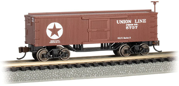 Bachmann 15657 Old-Time Wood Boxcar - Ready to Run -- Union Line, N Scale
