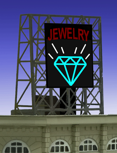 Miller Engineering Animation 338970 Jewelry Rooftop Billboard for N&Z scales