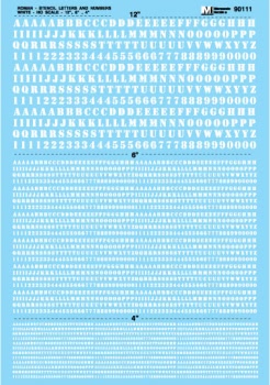 Microscale Industries 90111 Alphabets & Numbers - Roman Stencil -- White, HO Scale