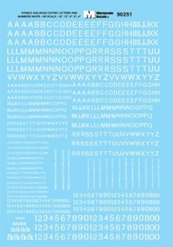 Microscale Industries 90251 Alphabet & Numbers - Stencil Railroad Gothic -- White, HO Scale