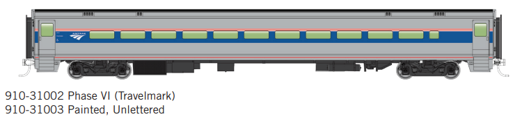 Walthers Mainline 910-31002 85' Horizon Fleet Coach - Ready to Run -- Amtrak Phase VI (Travelmark), HO