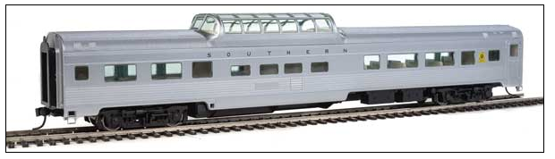 WalthersMainline 910-30403 85' Budd Dome Coach - Ready to Run -- Southern Railway (silver), HO