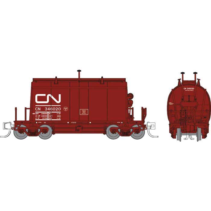 Rapido 543003 N Short Barrel Ore Hopper 6-Pack - Ready to Run -- Canadian National Set 1 (mineral brown, noodle logo)