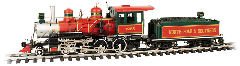Bachmann 91805 4-6-0 - Standard DC - Sound-Ready with Installed Speaker -- Christmas North Pole & Southern Railroad (red, green, silver), G Scale