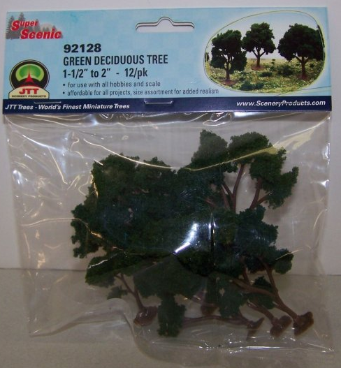 JTT Trees & Shrubs 92128 Green Deciduous Trees 1.5"-2", Super Scenic 10/pk