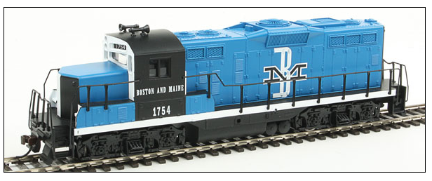 Walthers Trainline #931-451 EMD GP9M - Standard DC -- Boston & Maine #1754 (blue, black, white), HO