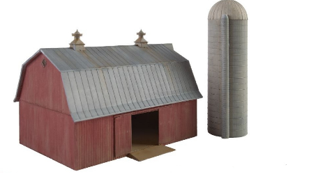 Walthers Cornerstone 933-3892 Meadowhead Barn and Silo -- Kit, N Scale