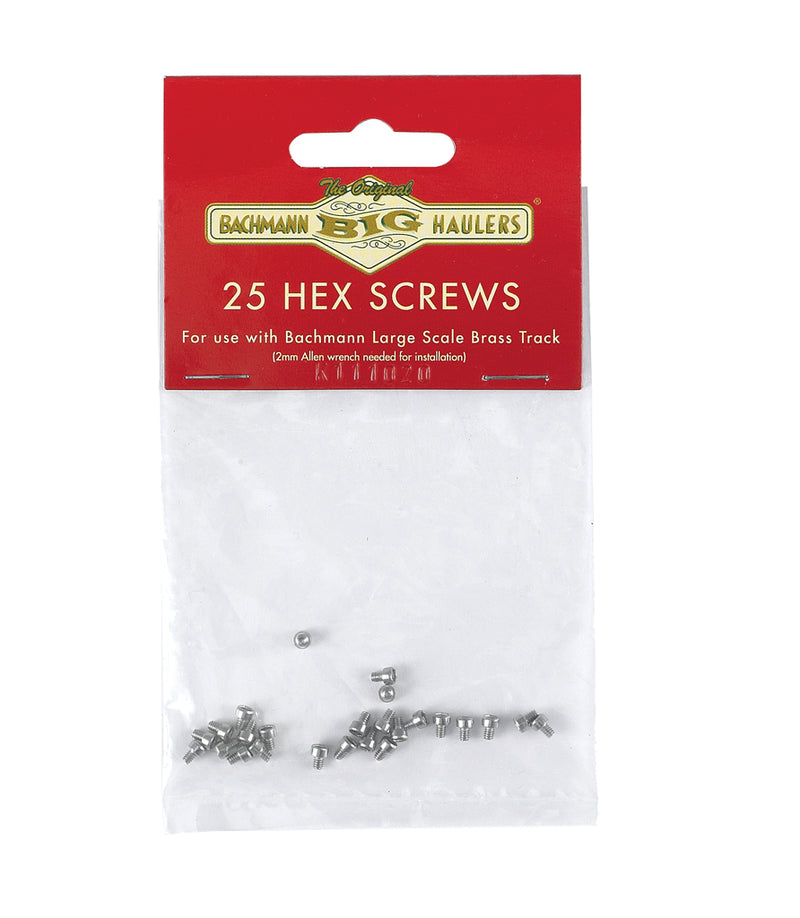 Bachmann 94656 Hex Screws -- Stainless Steel pkg(25), G Scale