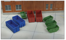 Walthers SceneMaster 949-4106 Industrial Dumpsters -- Kit - 2 Large Roll-Off, 2 Medium Roll-Off, 4 Scrap Metal Slide-Off, HO