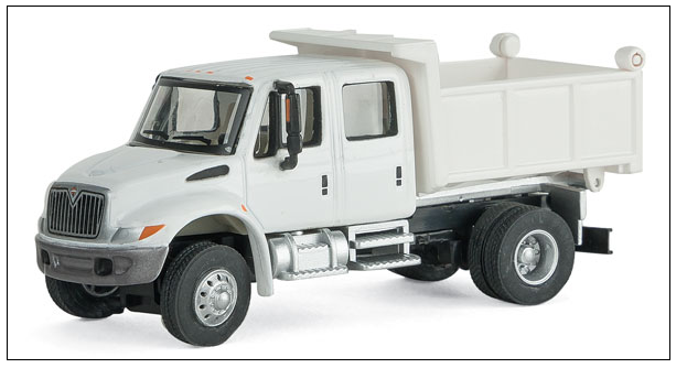 Walthers SceneMaster 949-11634 International(R) 4300 Crew Cab Dump Truck - Assembled -- White w/Railroad Maintenance-of-Way Logo Decals, HO