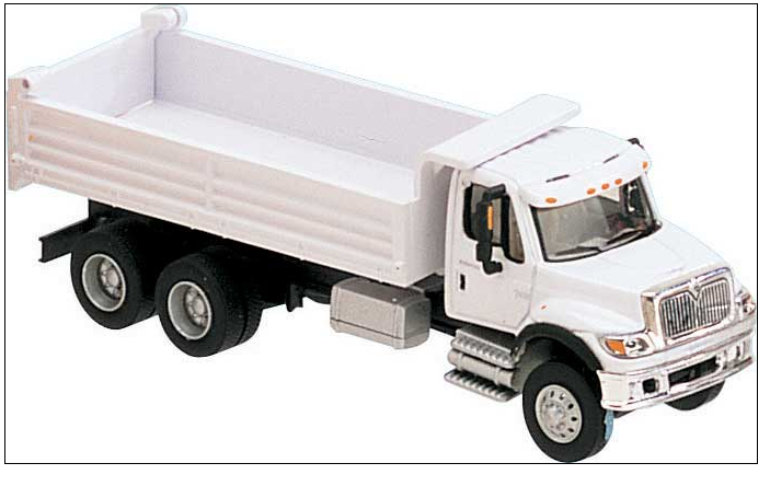 Walthers SceneMaster 949-11660 International(R) 7600 3-Axle Heavy-Duty Dump Truck - Assembled -- White with Railroad Maintenance-of-Way logo, HO