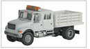 Walthers SceneMaster 949-11894 4900 International 4900 Open Stake Bed Utility Truck - Assembled -- White w/Railroad Maintenance-of-Way Logo Decals, HO