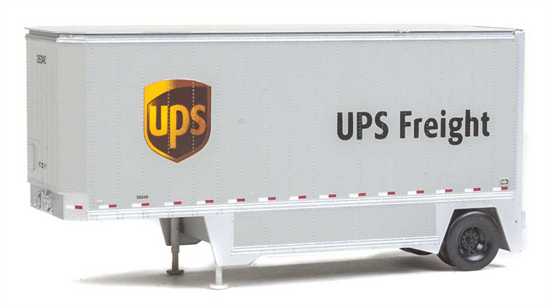 Walthers SceneMaster 949-2551 26' Drop-Floor Trailer 2-Pack - Assembled -- United Parcel Service (Modern Shield Logo, gray, brown, yellow, HO