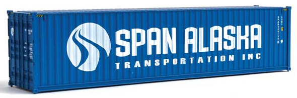 Walthers SceneMaster 949-8273 40' Hi-Cube Corrugated-Side Container - Assembled -- Span Alaska (blue, white), HO
