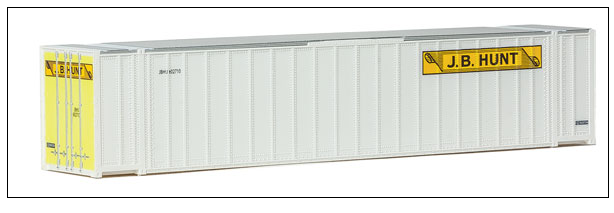 Walthers SceneMaster 949-8472 48' Ribbed-Side Container - Assembled -- J.B. Hunt (white, yellow, black), HO