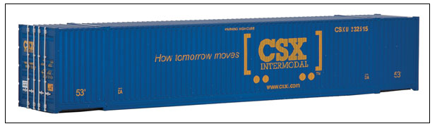 Walthers SceneMaster 949-8502 53' Singamas Corrugated Side Container - Ready to Run -- CSX Transportation (blue, yellow, Boxcar Logo), HO