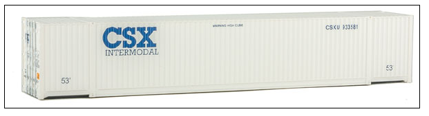 Walthers SceneMaster 949-8520 53' Singamas Corrugated-Side Container - Assembled -- CSX (white, blue), HO