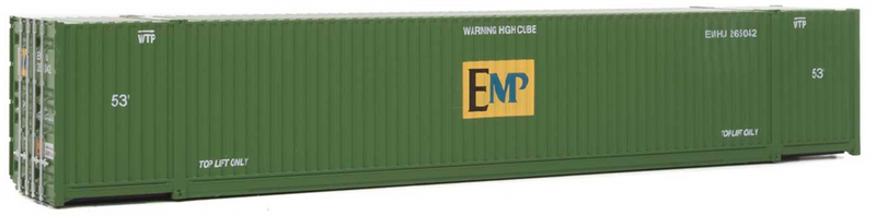 Walthers SceneMaster 949-8530 53' Singamas Corrugated-Side Container - Assembled -- EMP (green, blue, yellow), HO