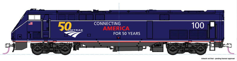 Kato USA 376113 GE P42 Genesis - Standard DC -- Amtrak 100 (50th Anniversary Scheme, Midnight Blue), HO