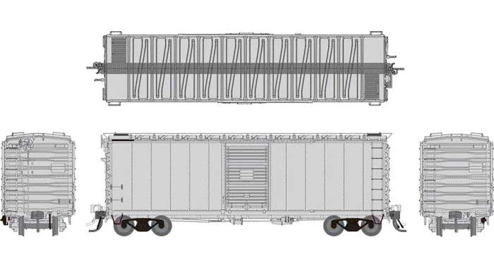 Rapido 155098  GN 40' 12-Panel Boxcar w/Early Improved Dreadnaught Ends - Ready to Run -- Undecorated, HO