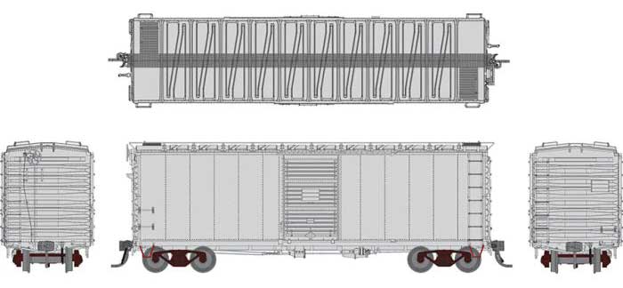 Rapido 155099  GN 40' 12-Panel Boxcar w/Late Improved Dreadnaught Ends - Ready to Run -- Undecorated, HO