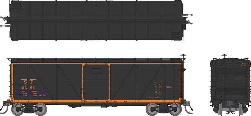 Rapido 171008  Class B-50-15 Boxcar - Rebuilt w/Viking Roof 6-Pack - Ready to Run -- Southern Pacific (Overnight Scheme, black, yellow), HO