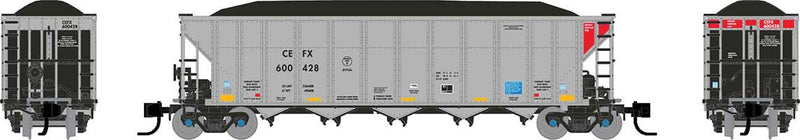 Rapido 538008A AutoFlood III Rapid Discharge Coal Hopper - Ready to Run -- CEFX Set 3 (silver, red, black), N Scale