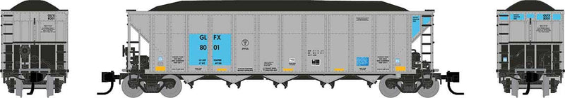Rapido 538011 AutoFlood III Rapid Discharge Coal Hopper 6-Pack - Ready to Run -- GLFX Set 1 (silver, blue), N Scale