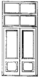 San Juan Details (formerly Grandt Line) 3627 Commercial Storefront Door w/Rectangular Window & Double Transom -- Double Door - Scale 65"x 12', O Scale