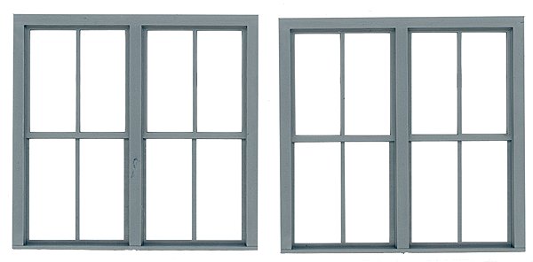 San Juan Details (formerly Grandt Line) 3769 Double-Hung Windows -- 2-Over-2 - Scale 78 x 78"  198 x 198cm pkg(2), O Scale