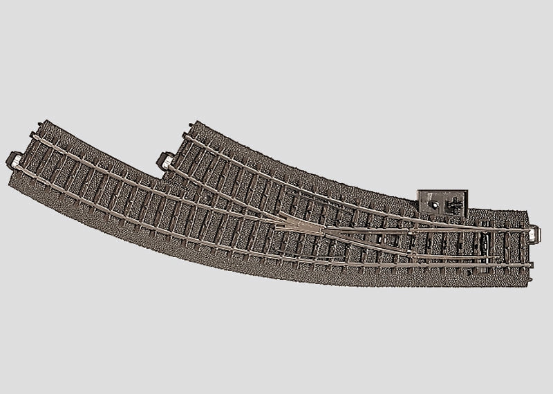 Marklin MRK24672 Right Curved Turnout - Inner curve: R1 = 360 mm / 14-3/16" / 30, HO Scale