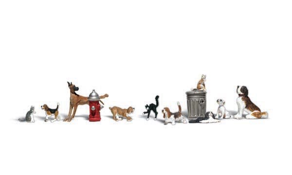 Woodland Scenics WOO1841 Scenic Accents(R) Animals -- Dogs & Cats pkg(11), HO Scale