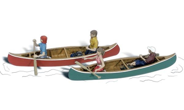 Woodland Scenics WOO1918 Scenic Accents(R) -- Canoers w/2 Canoes, HO Scale