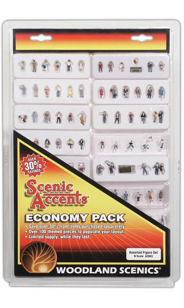 Woodland Scenics A2063 Economy Pack - Assorted Figure Set - N Scale