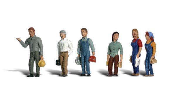 Woodland Scenics WOO2188 Scenic Accents(R) Figures -- Second Shift Workers pkg(6), N Scale