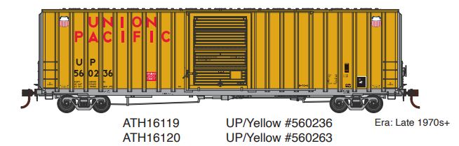 Athearn ATH16120 HO RTR 60' Hi-Cube Ex-Post Box, UP/Yellow