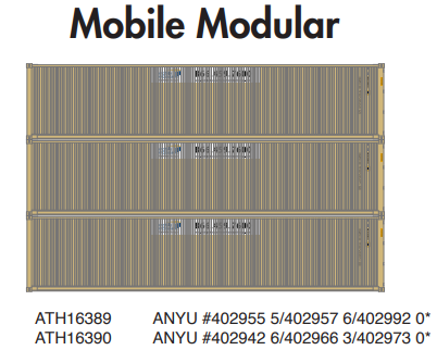 PREORDER Athearn ATH16389 HO 40' Low Cube Container, ANYU