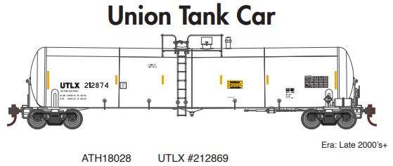 Athearn ATH18028 N 30,000-Gallon Ethanol Tank, UTLX